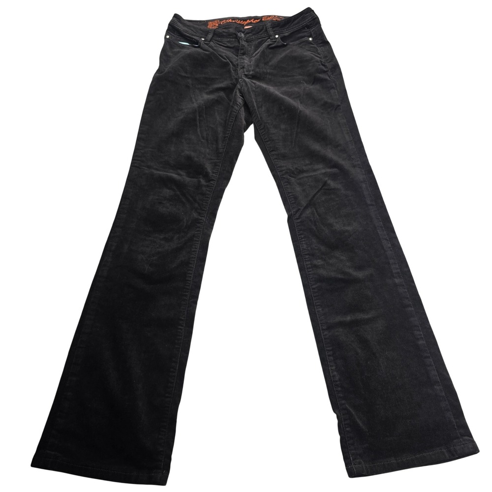 Christopher Blue Corduroy Pants Women Size 6 Black Straight Leg‎ Trousers